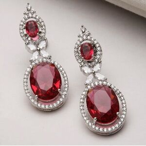 Trendy Jewels Ruby Red and Silver Earrings & Green Earrings $25 each